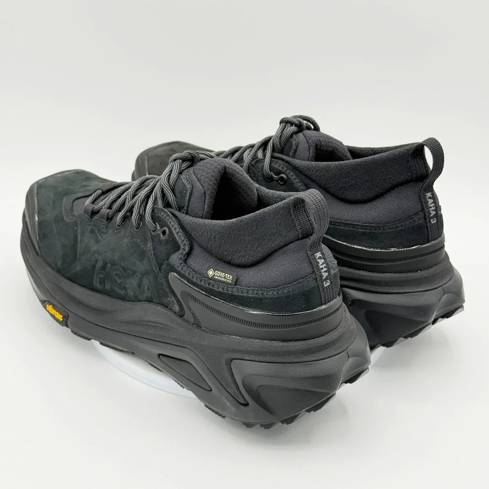 Hoka KAHA 3 Low GTX Mens 9 Triple Black Gore-Tex Trail Shoes 1162532 - NEW